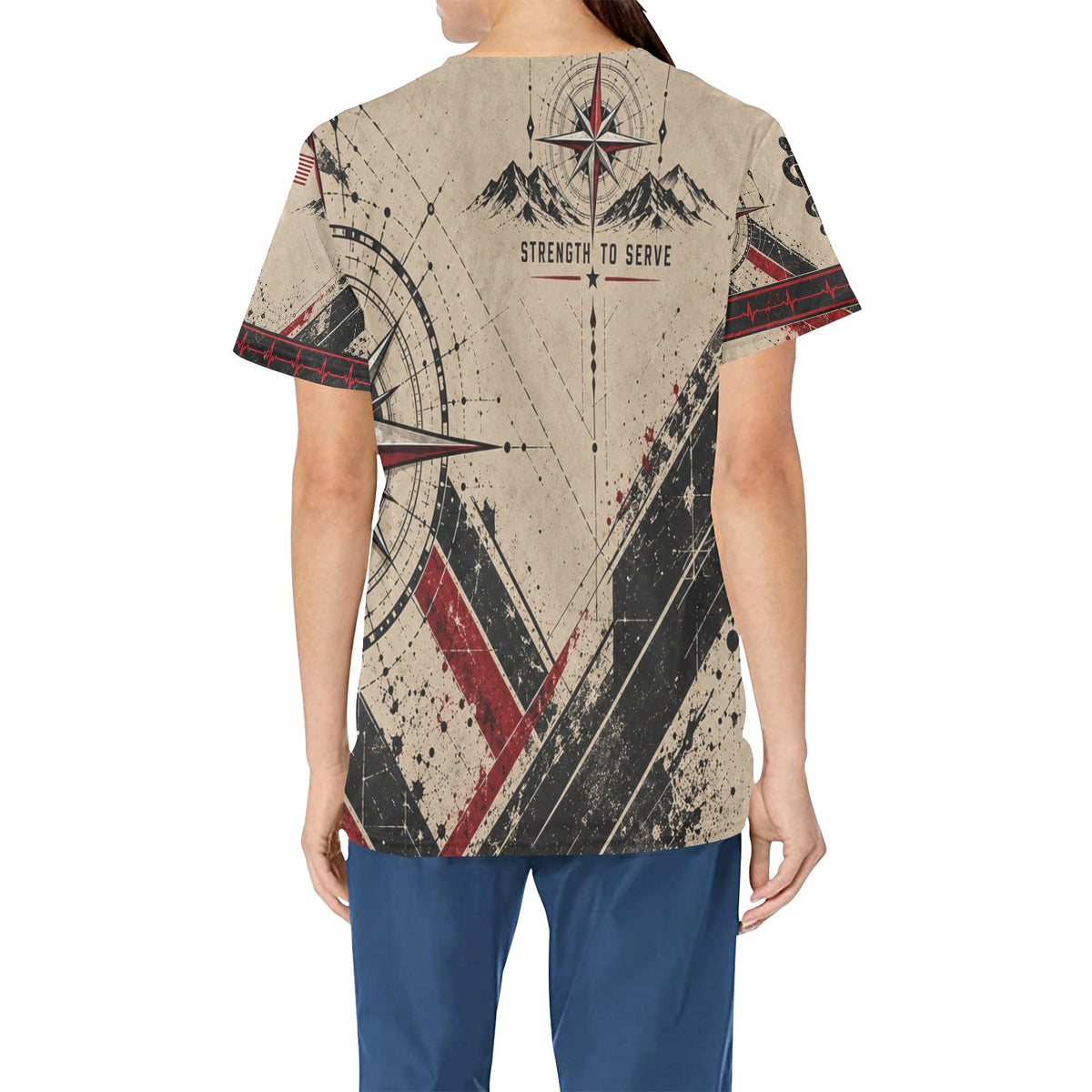 Strength to Serve — Marine Corps Veteran All-Over Print Scrub Top