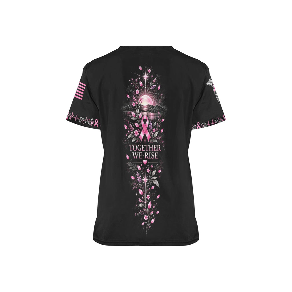 Spring Duty Crew — Breast Cancer Awareness Easter All-Over Print Scrub Top