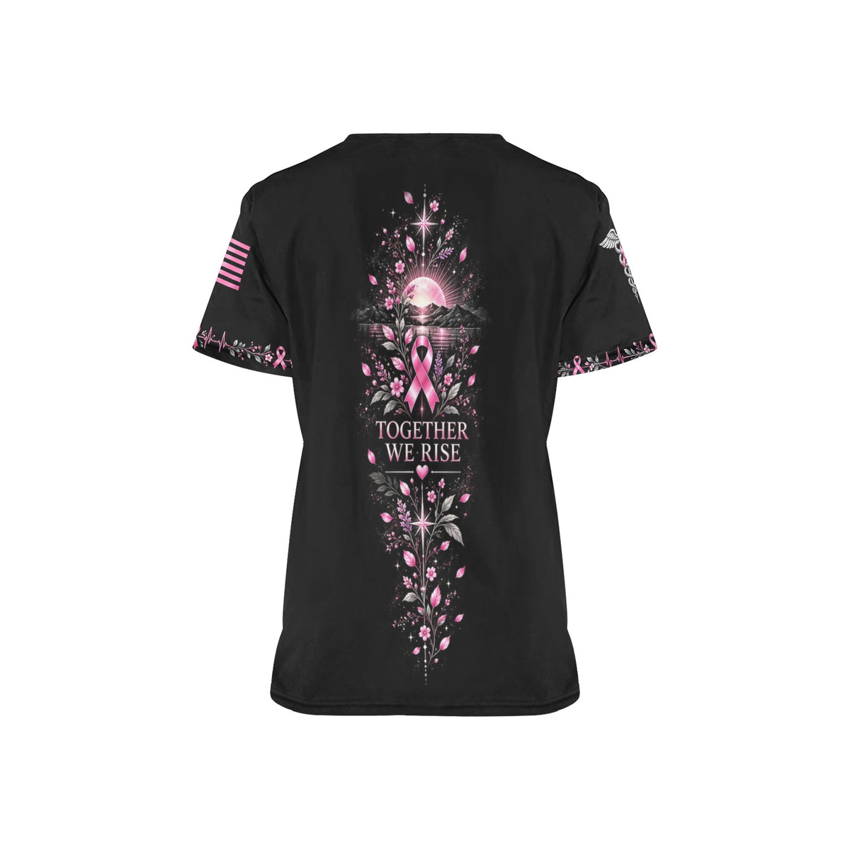 Spring Duty Crew — Breast Cancer Awareness Easter All-Over Print Scrub Top