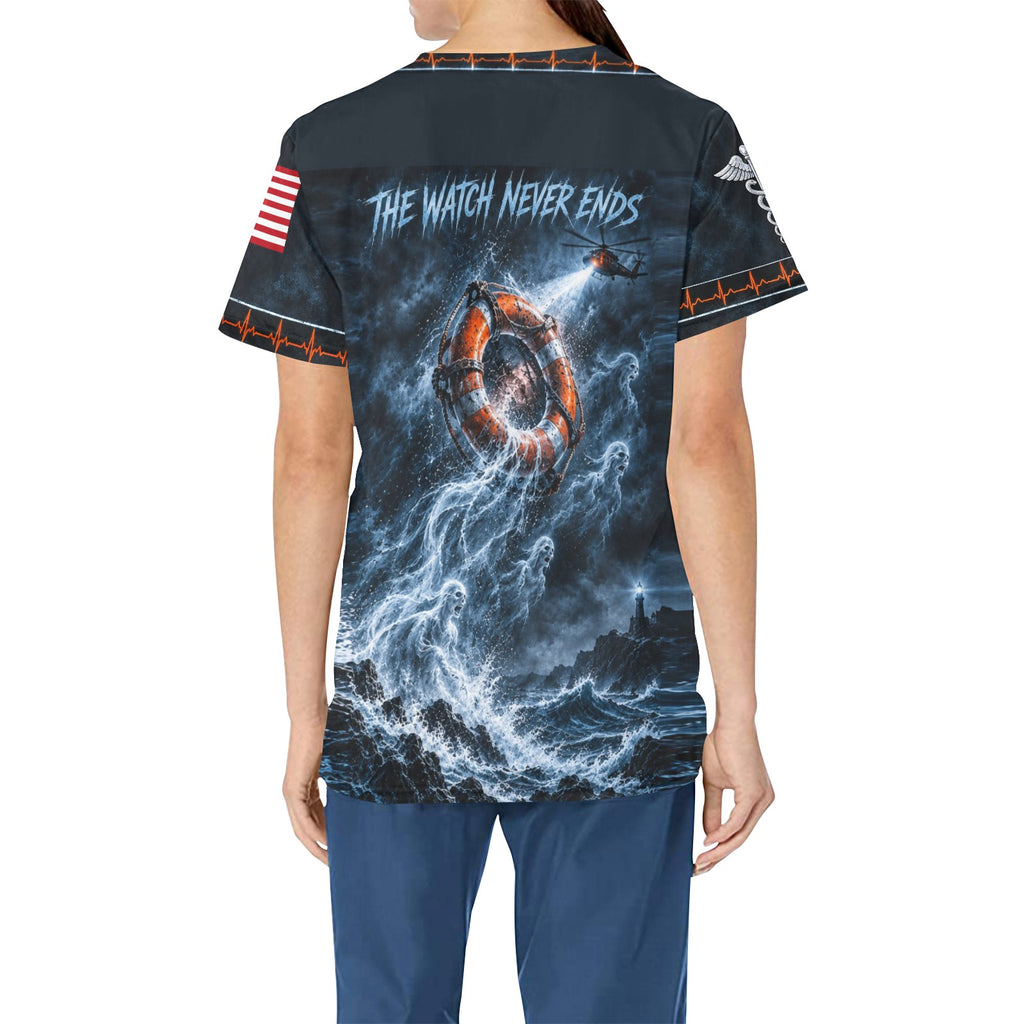 Phantom Rescue — Coast Guard Halloween All-Over Print Scrub Top
