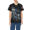 Next Chapter — Navy New Year's All-Over Print Scrub Top