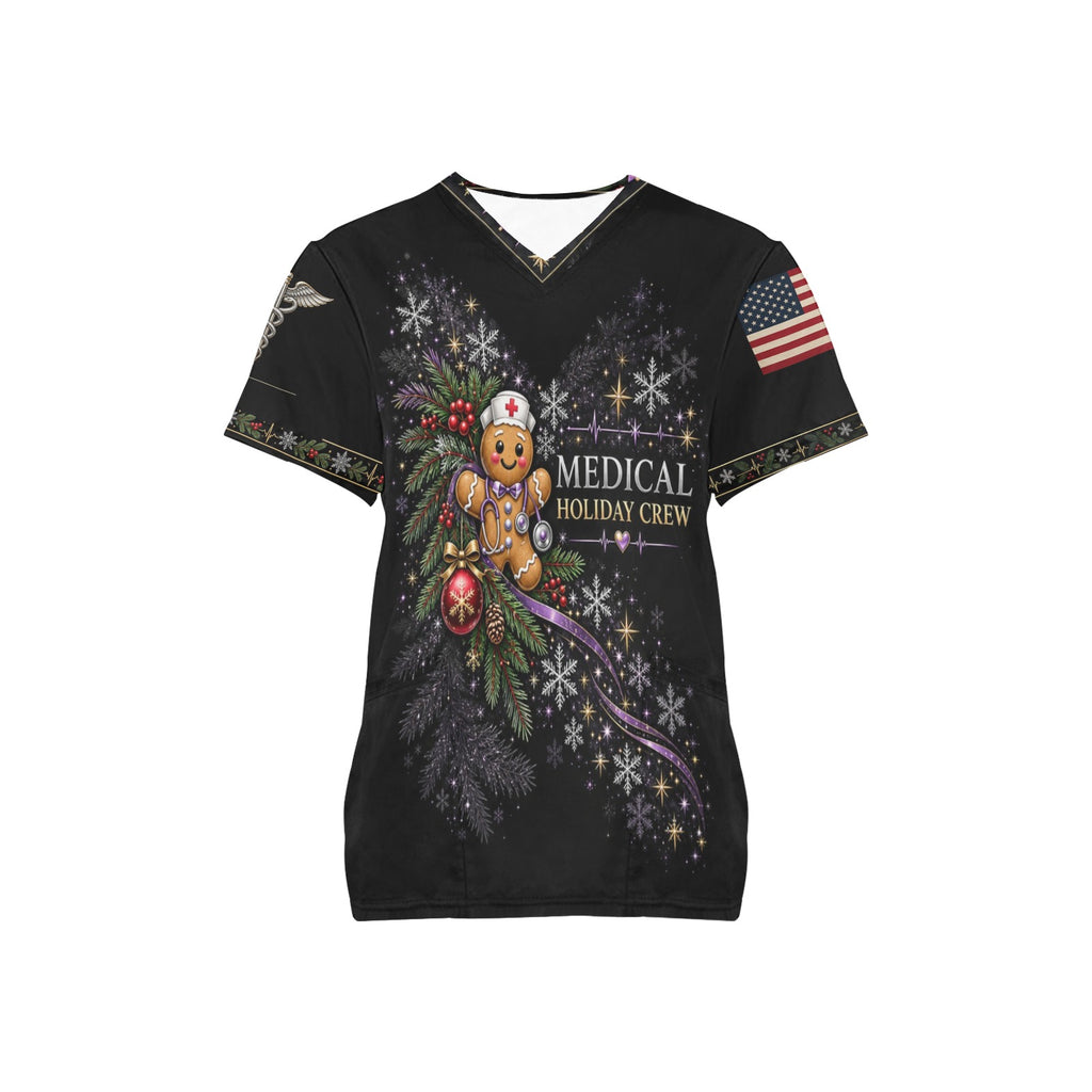Holiday Crew — Medical Christmas All-Over Print Scrub Top