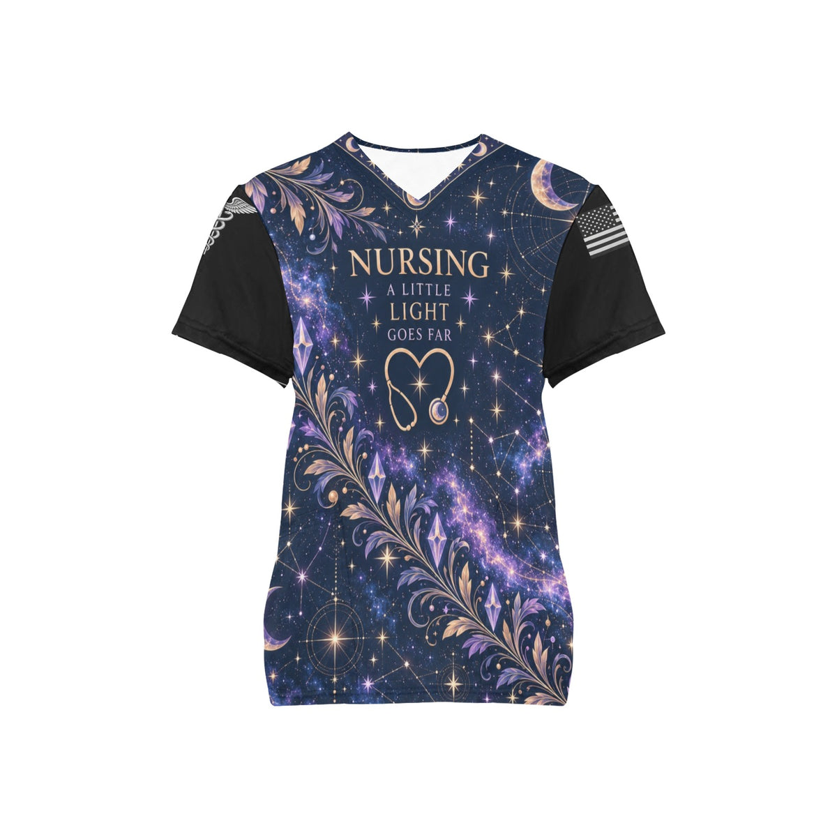 Celestial Care — Nursing All-Over Print Scrub Top