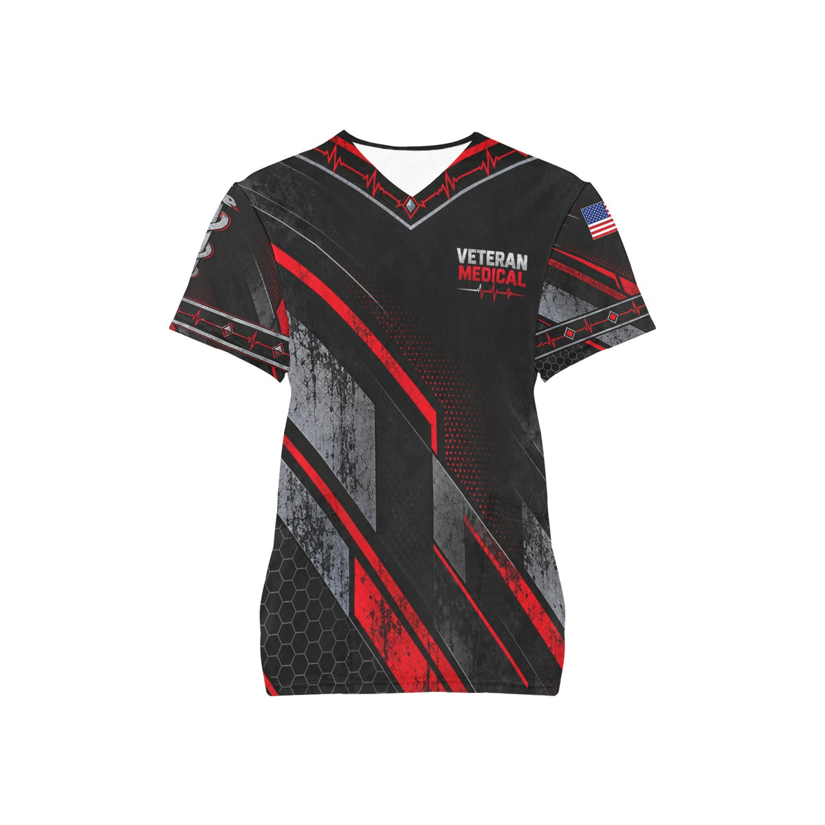 Frontline Steady — Veteran Medical All-Over Print Scrub Top