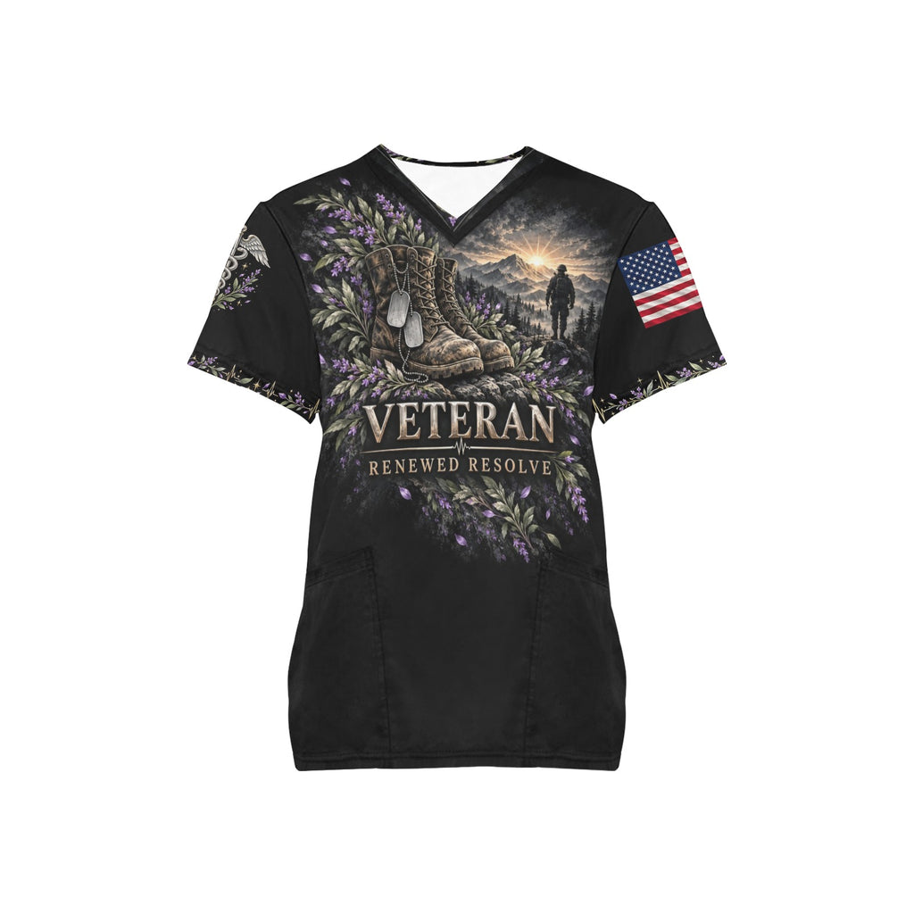 Renewed Resolve — Veterans Easter All-Over Print Scrub Top