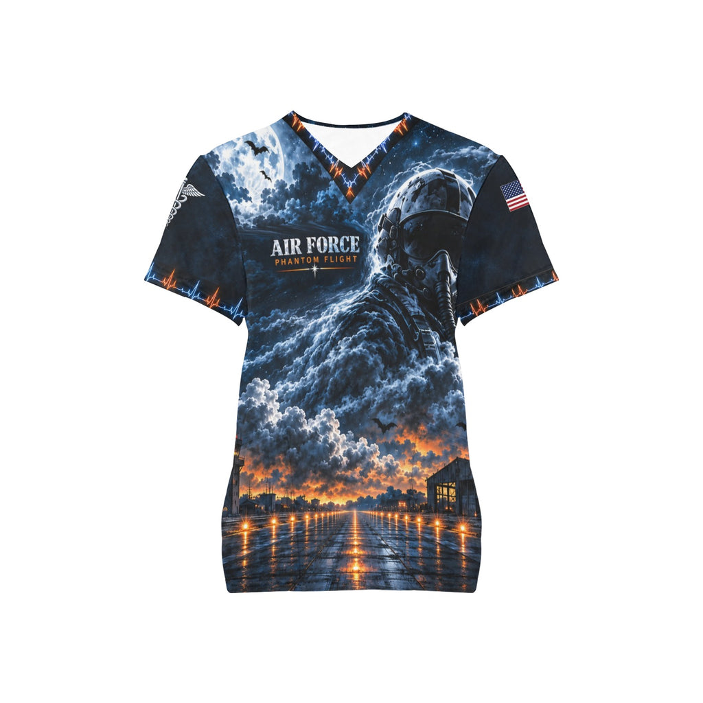 Phantom Flight — Air Force Halloween All-Over Print Scrub Top