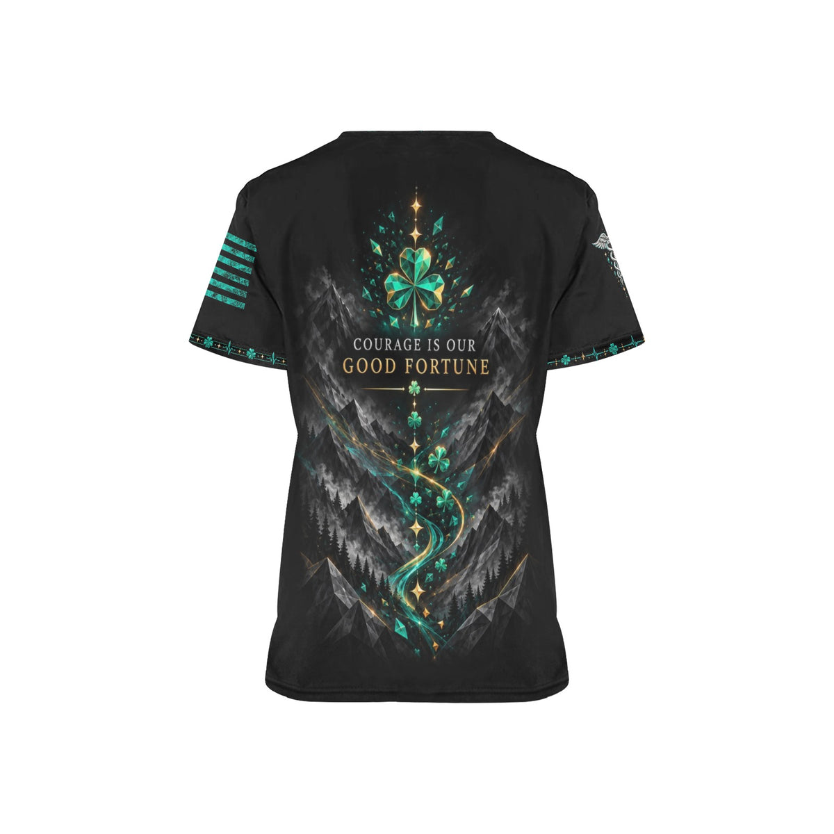Emerald Resolve — Respiratory St. Patrick's Day All-Over Print Scrub Top