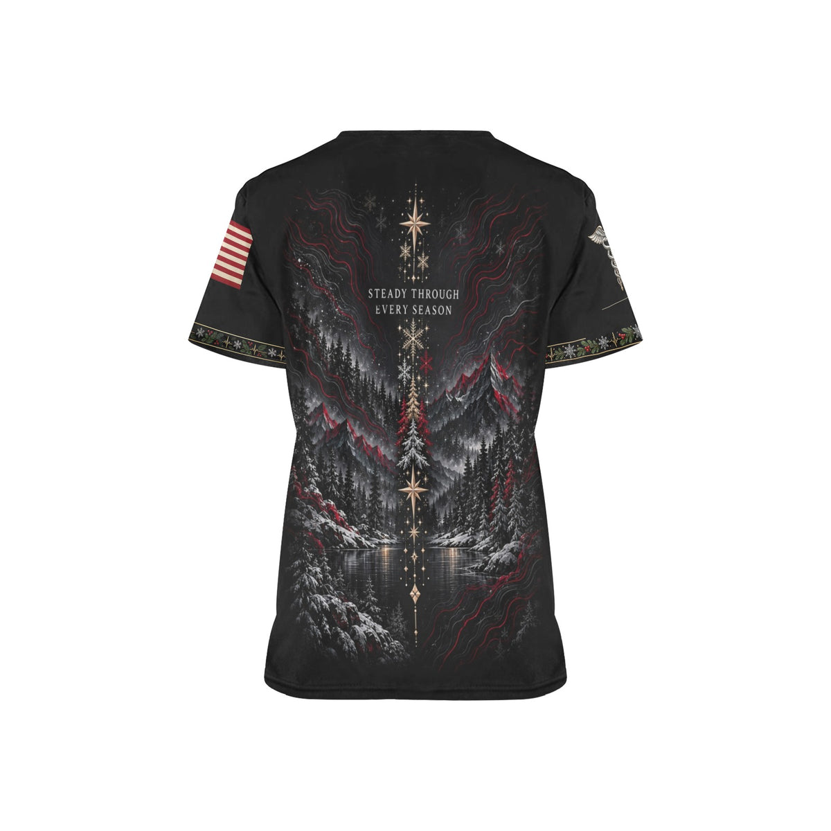 Evergreen Resolve — Marine Corps Christmas All-Over Print Scrub Top