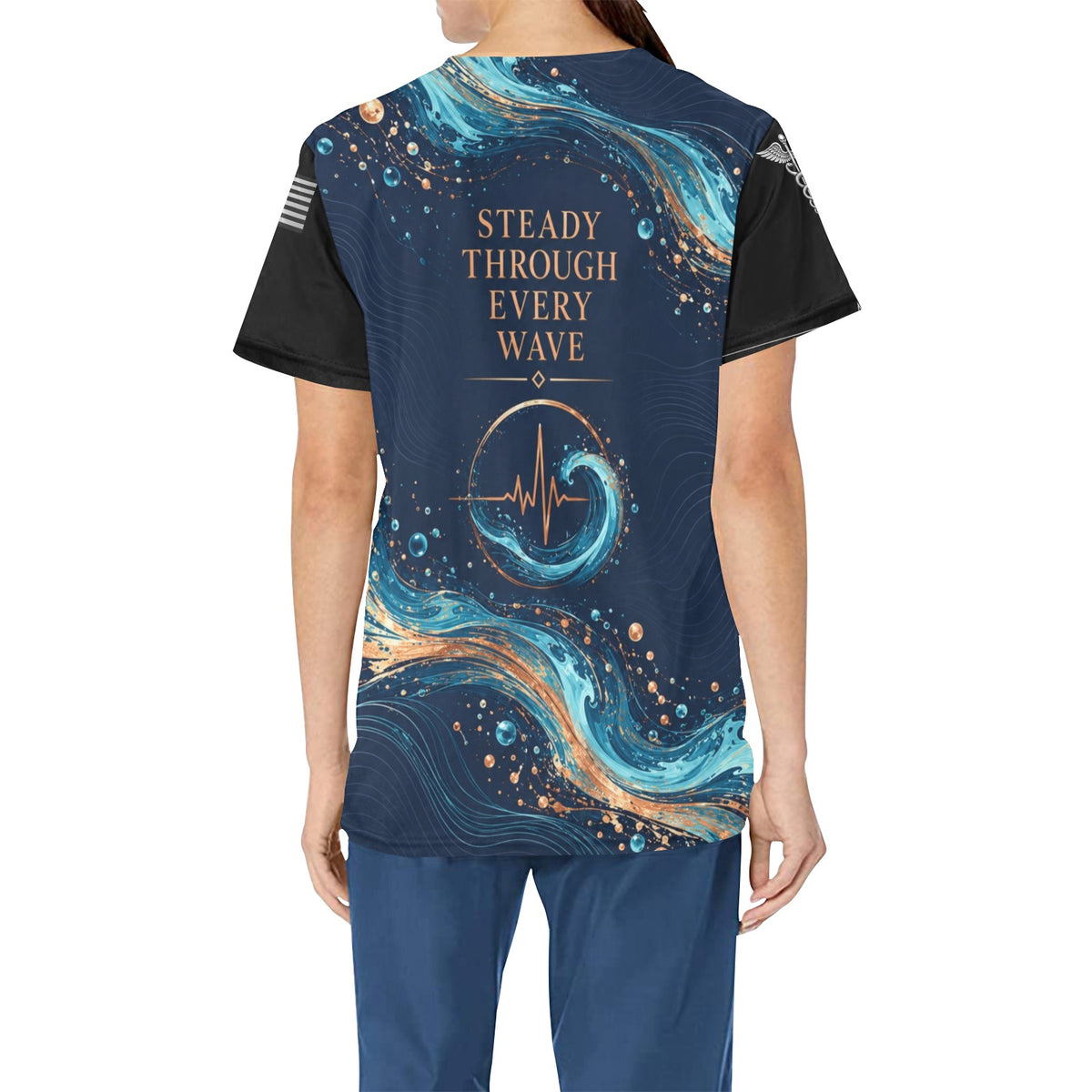 Ocean Rounds — Nursing All-Over Print Scrub Top