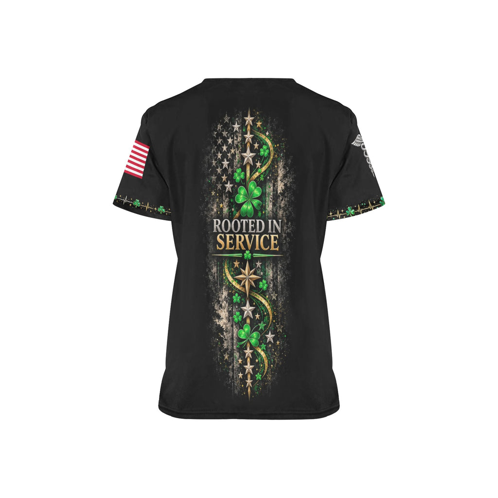 Shamrock Watch — Veterans St. Patrick's Day All-Over Print Scrub Top