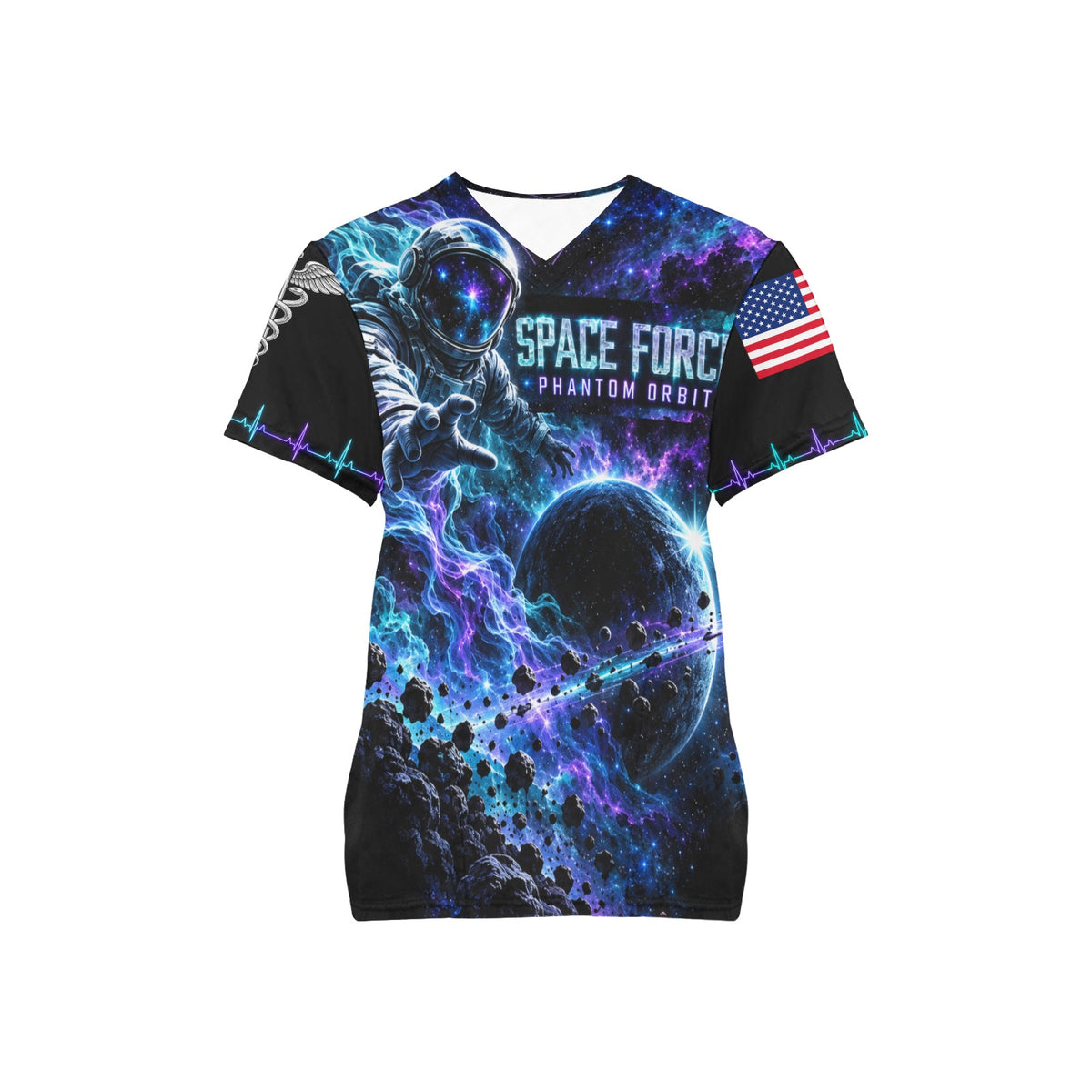 Phantom Orbit - Space Force Halloween All-Over Print Scrub Top