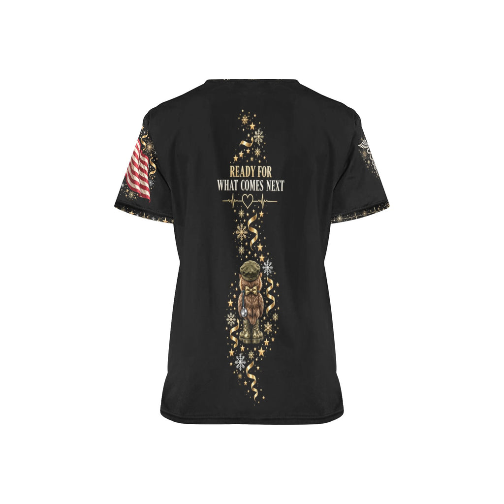 New Year Crew — Army New Year's All-Over Print Scrub Top