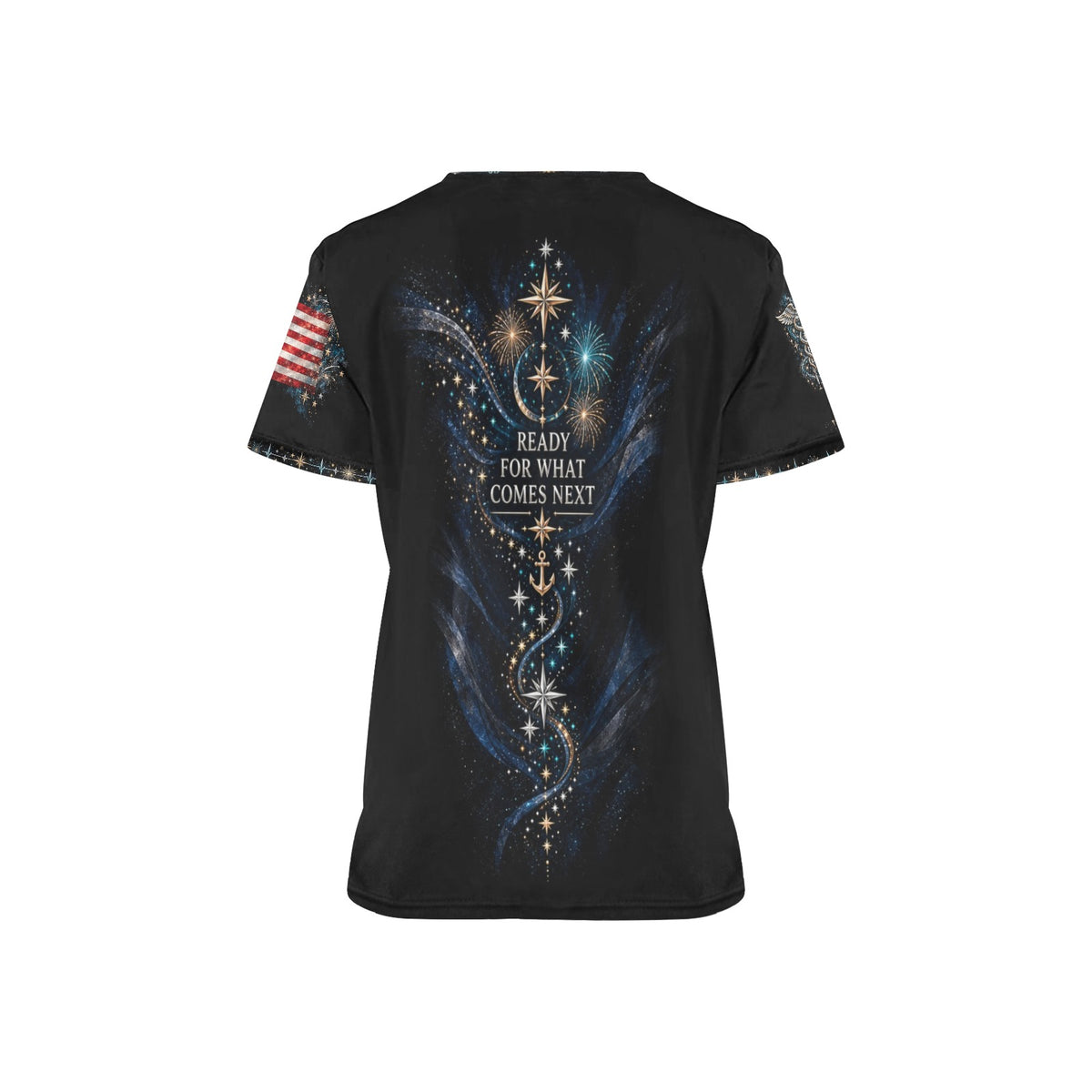 New Year Crew — Navy New Year's All-Over Print Scrub Top