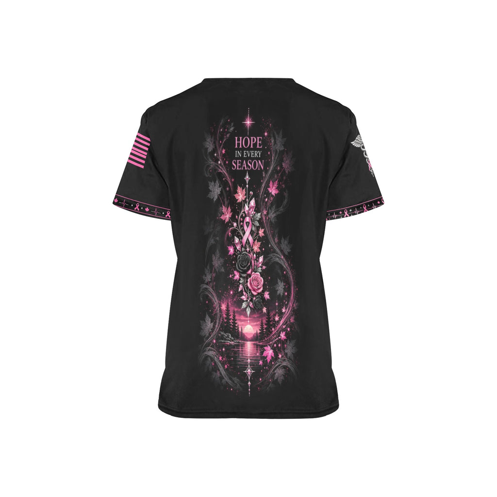 Grateful Watch — Breast Cancer Awareness Thanksgiving All-Over Print Scrub Top