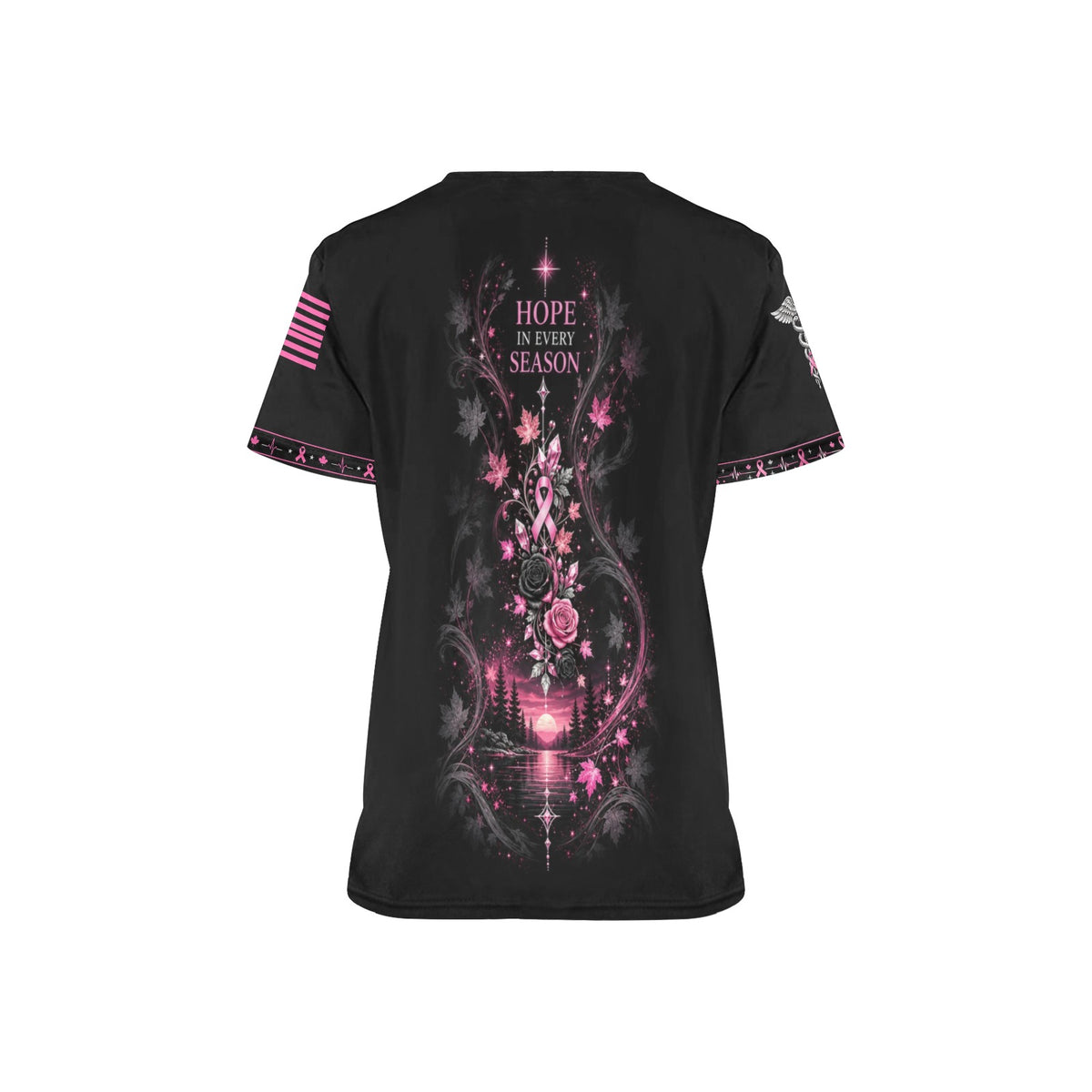 Grateful Watch — Breast Cancer Awareness Thanksgiving All-Over Print Scrub Top