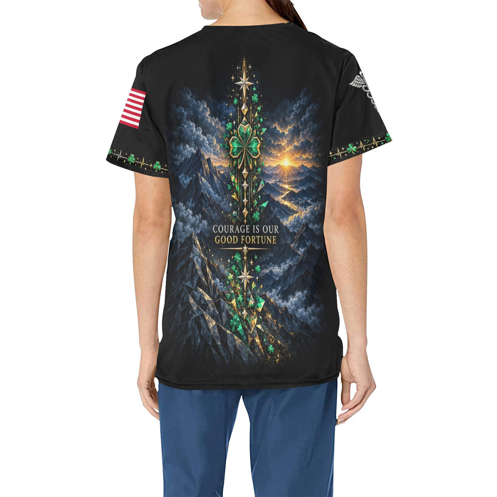 Emerald Resolve — Air Force St. Patrick's Day All-Over Print Scrub Top