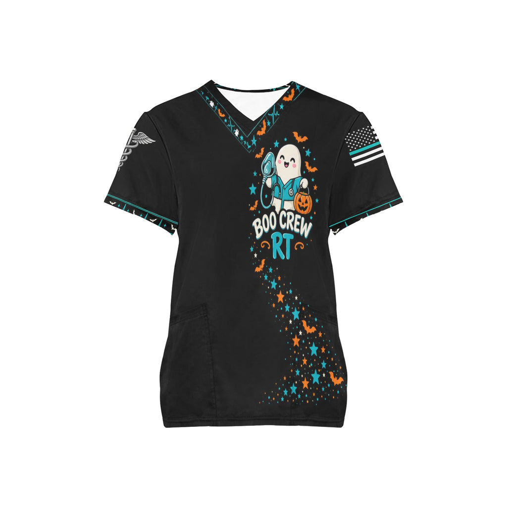 Boo Crew RT — Respiratory Halloween All-Over Print Scrub Top