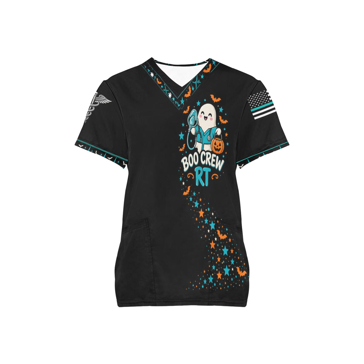 Boo Crew RT — Respiratory Halloween All-Over Print Scrub Top