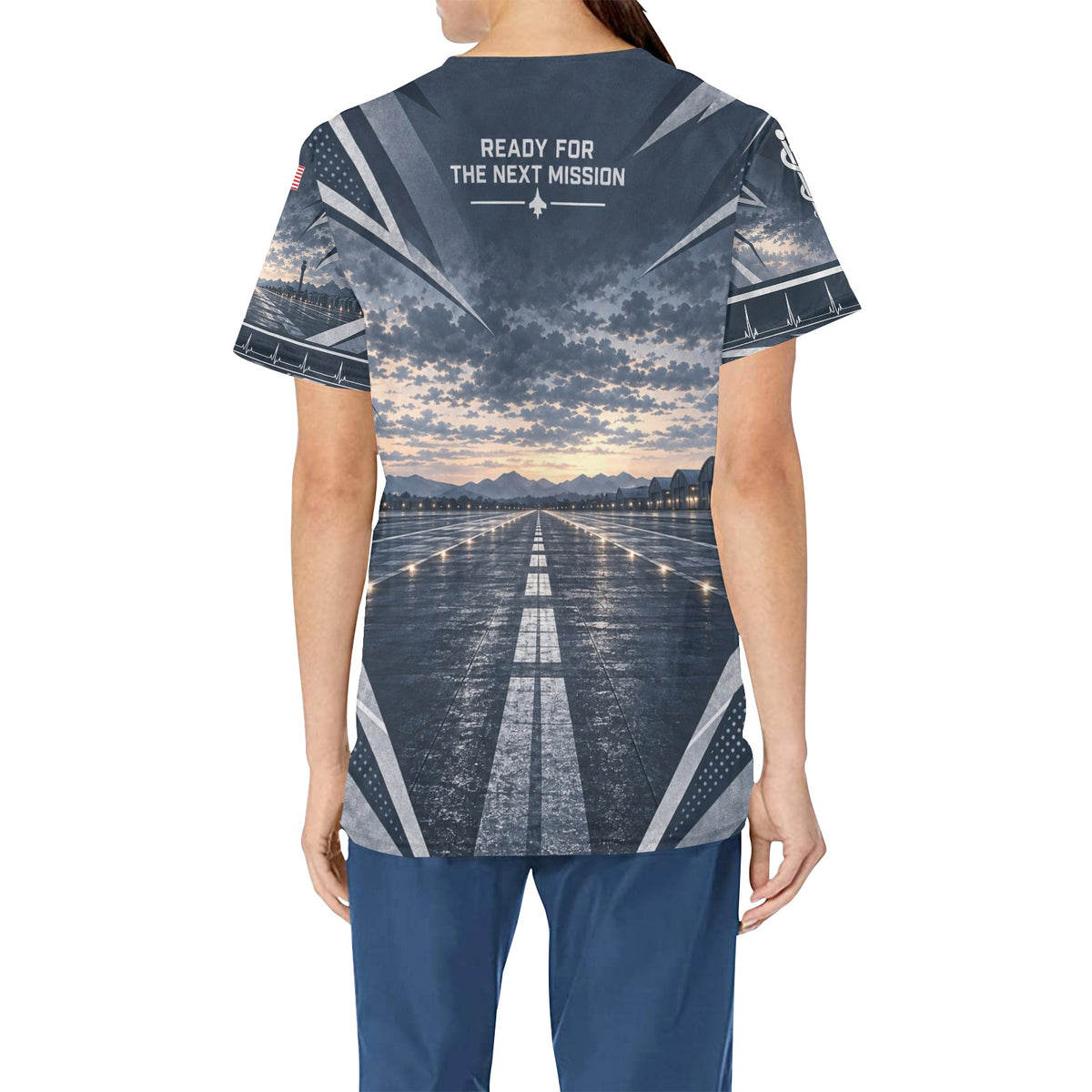 Flightline Care — Air Force Veteran All-Over Print Scrub Top