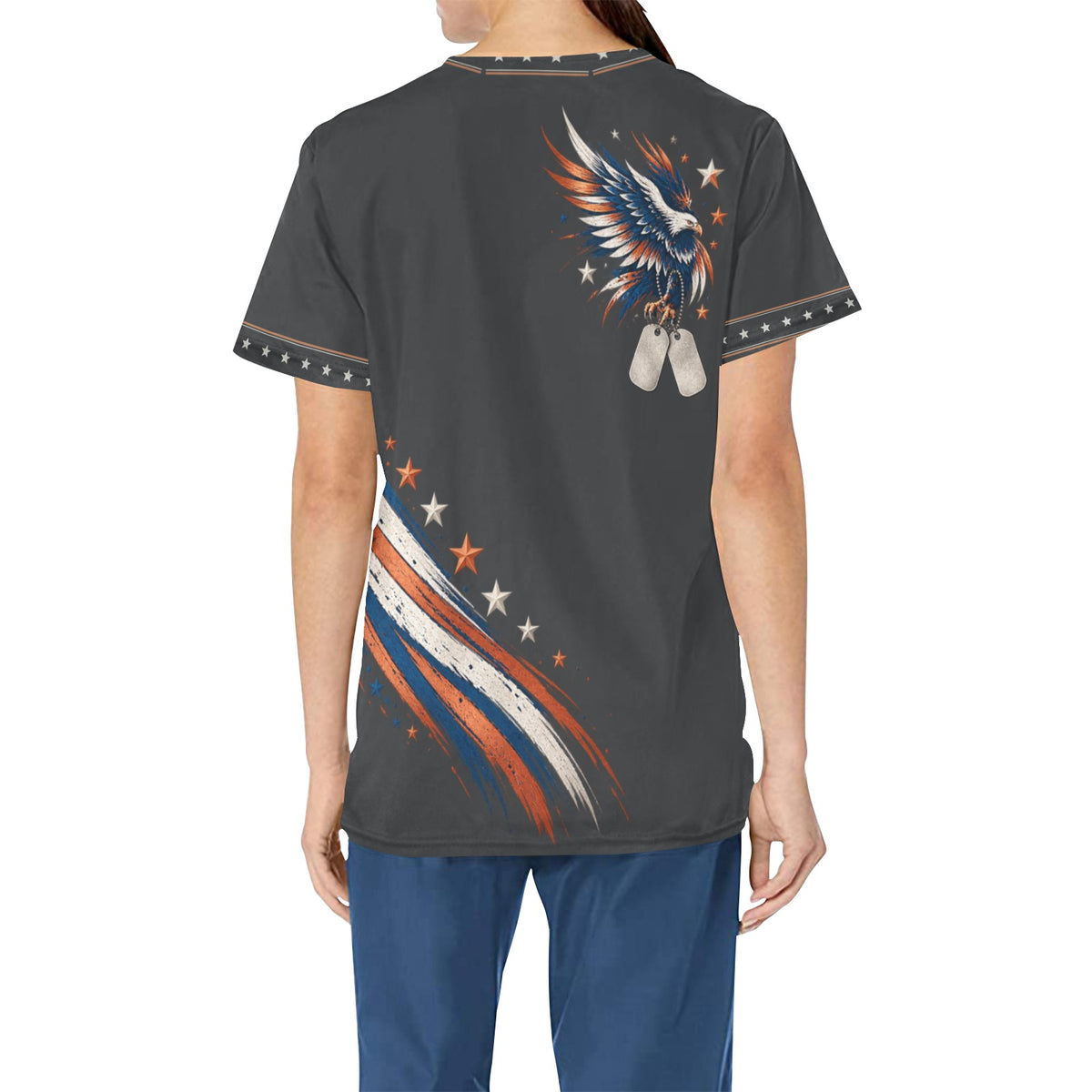 Proud to Serve — Veteran All-Over Print Scrub Top