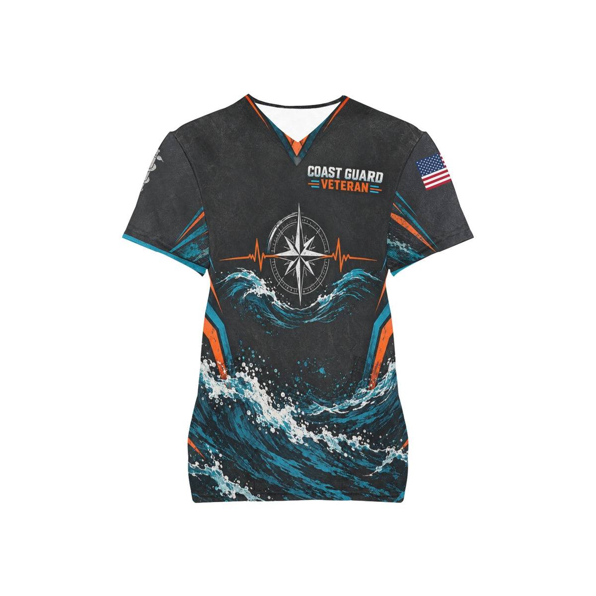 Service on the Tide — Coast Guard Veteran All-Over Print Scrub Top