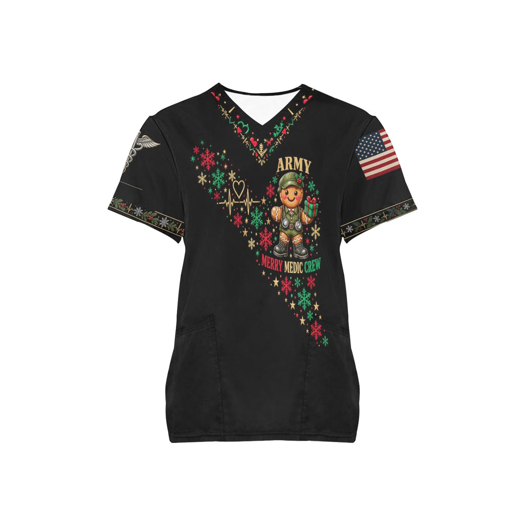 Merry Medic Crew — Army Christmas All-Over Print Scrub Top