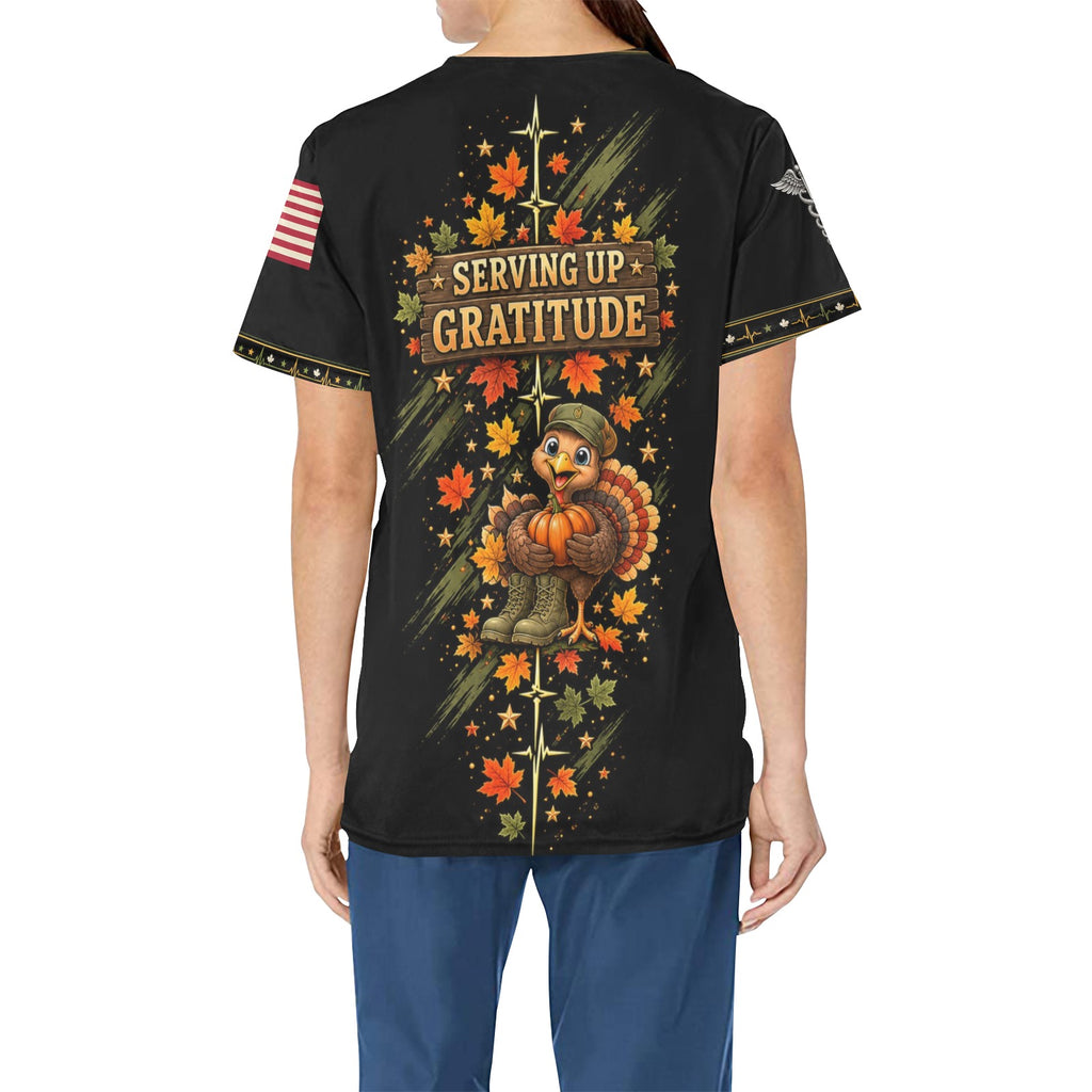 Grateful Formation — Army Thanksgiving All-Over Print Scrub Top