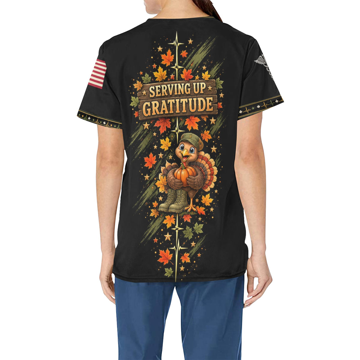 Grateful Formation — Army Thanksgiving All-Over Print Scrub Top