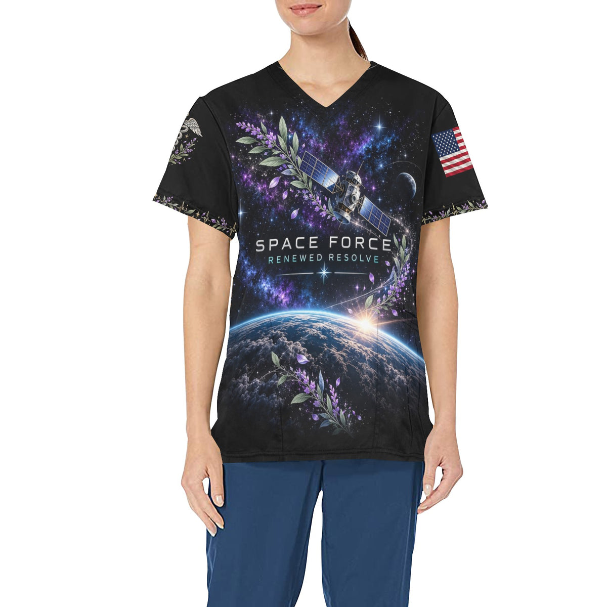 Renewed Resolve — Space Force Easter All-Over Print Scrub Top