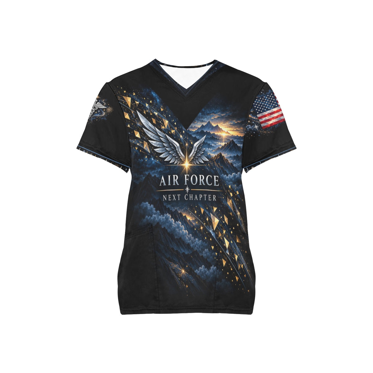 Next Chapter — Air Force New Year's All-Over Print Scrub Top