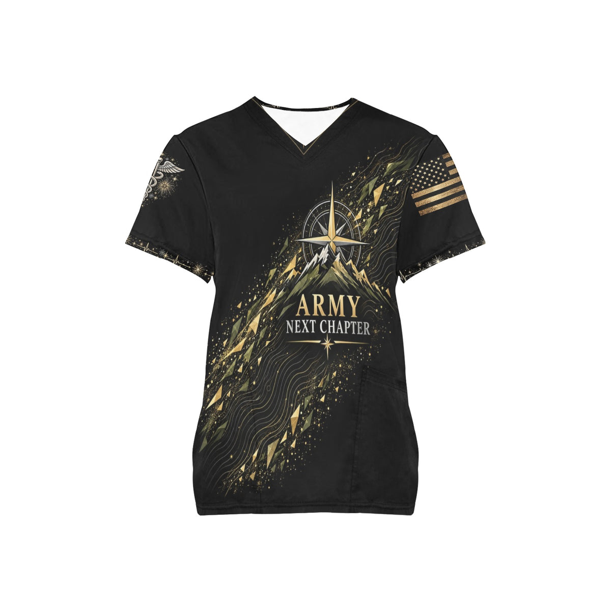 Next Chapter — Army New Year's All-Over Print Scrub Top