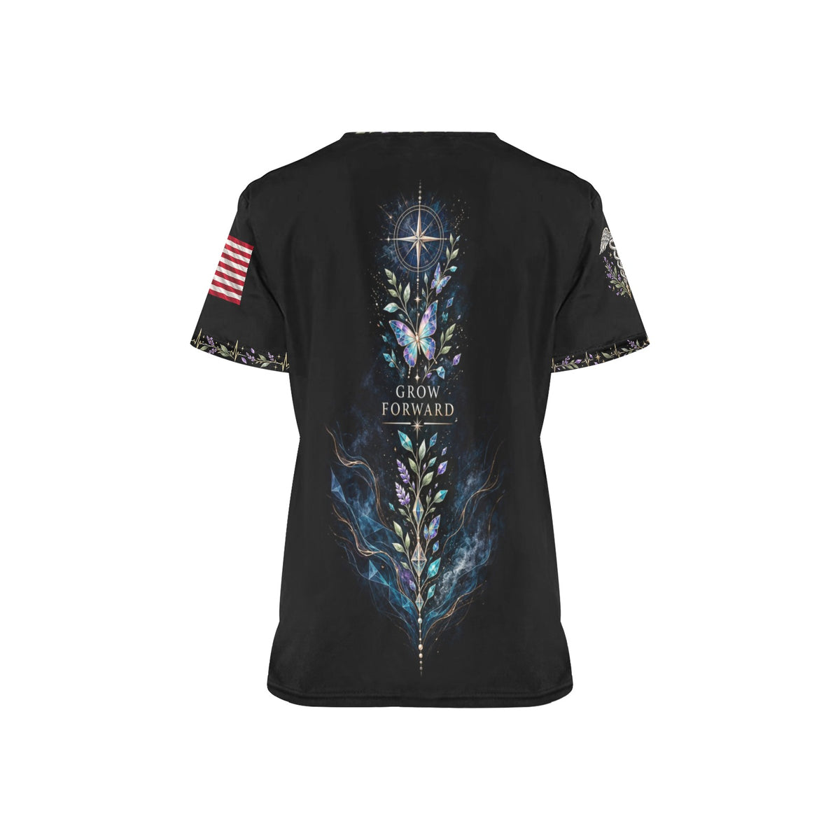 Wings of Renewal — Navy Easter All-Over Print Scrub Top