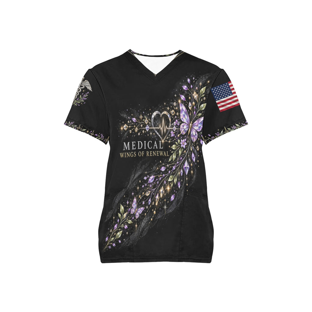 Wings of Renewal — Medical Easter All-Over Print Scrub Top