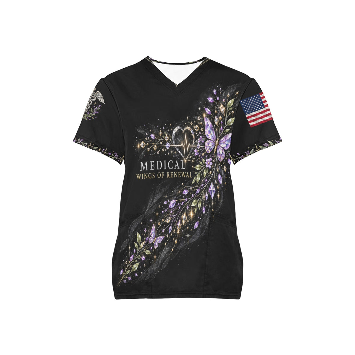 Wings of Renewal — Medical Easter All-Over Print Scrub Top
