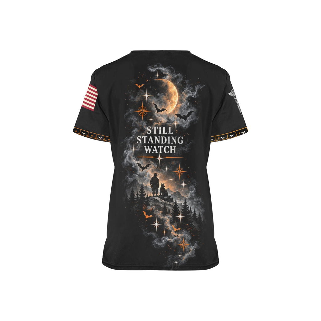 Ghost Watch — Veteran Halloween All-Over Print Scrub Top