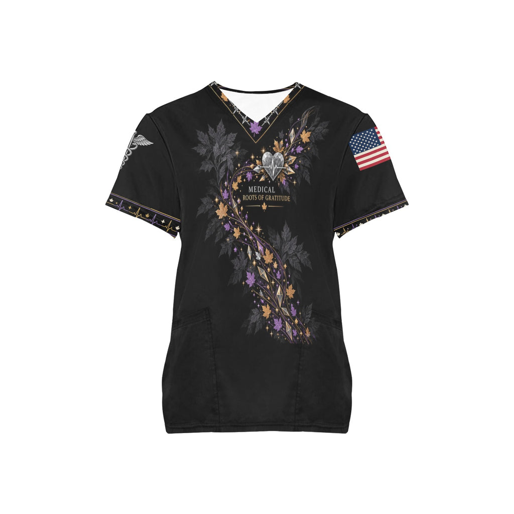 Roots of Gratitude — Medical Thanksgiving All-Over Print Scrub Top