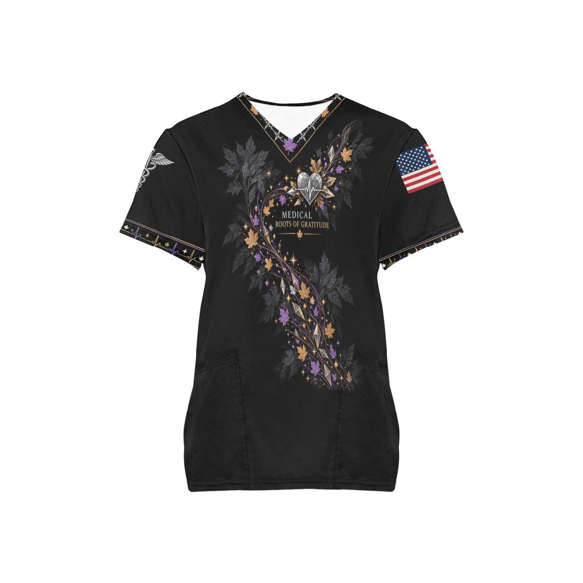 Roots of Gratitude — Medical Thanksgiving All-Over Print Scrub Top