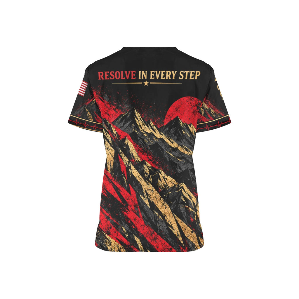 Scarlet Resolve — Marine Corps Veteran All-Over Print Scrub Top