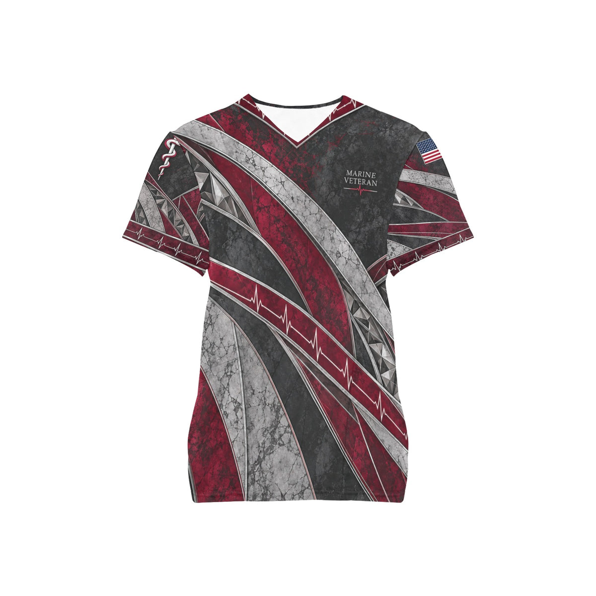 Courage Woven — Marine Corps Veteran All-Over Print Scrub Top