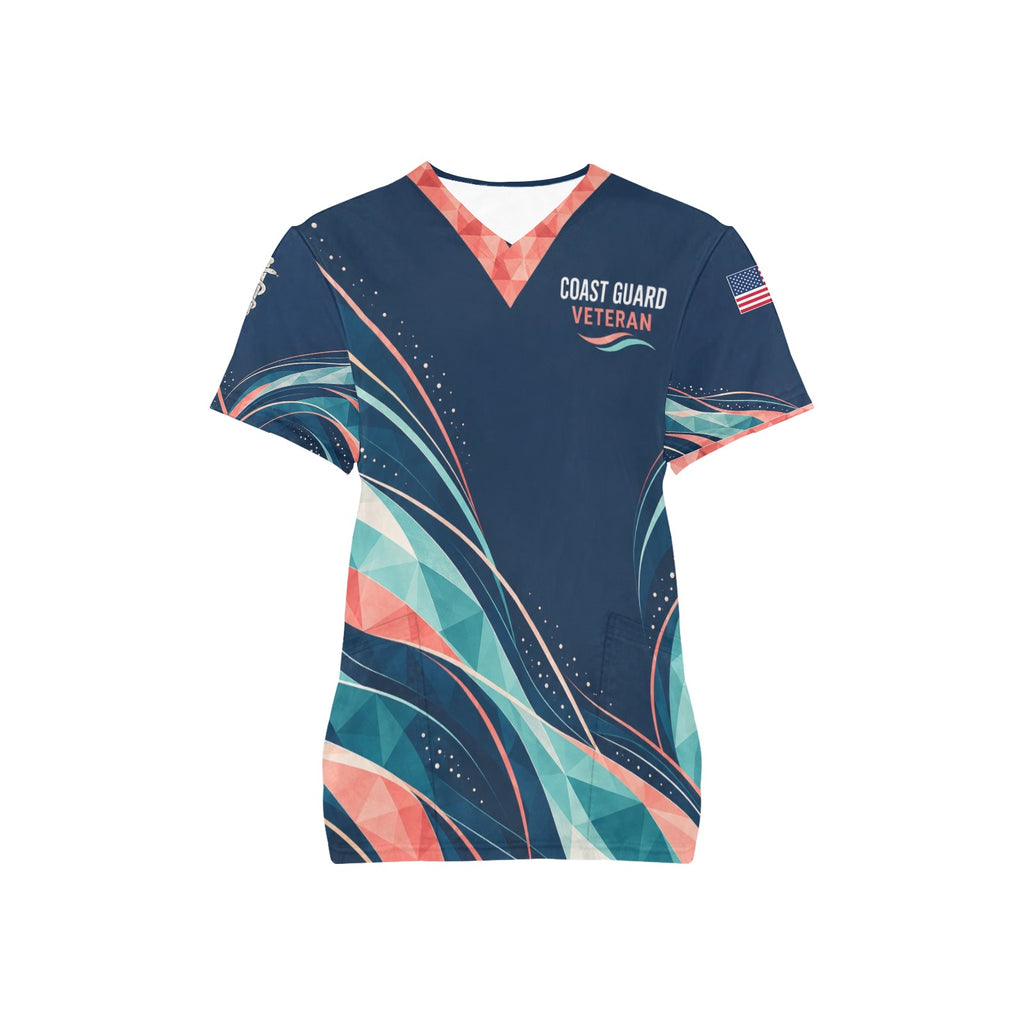 Coral Resolve — Coast Guard Veteran All-Over Print Scrub Top
