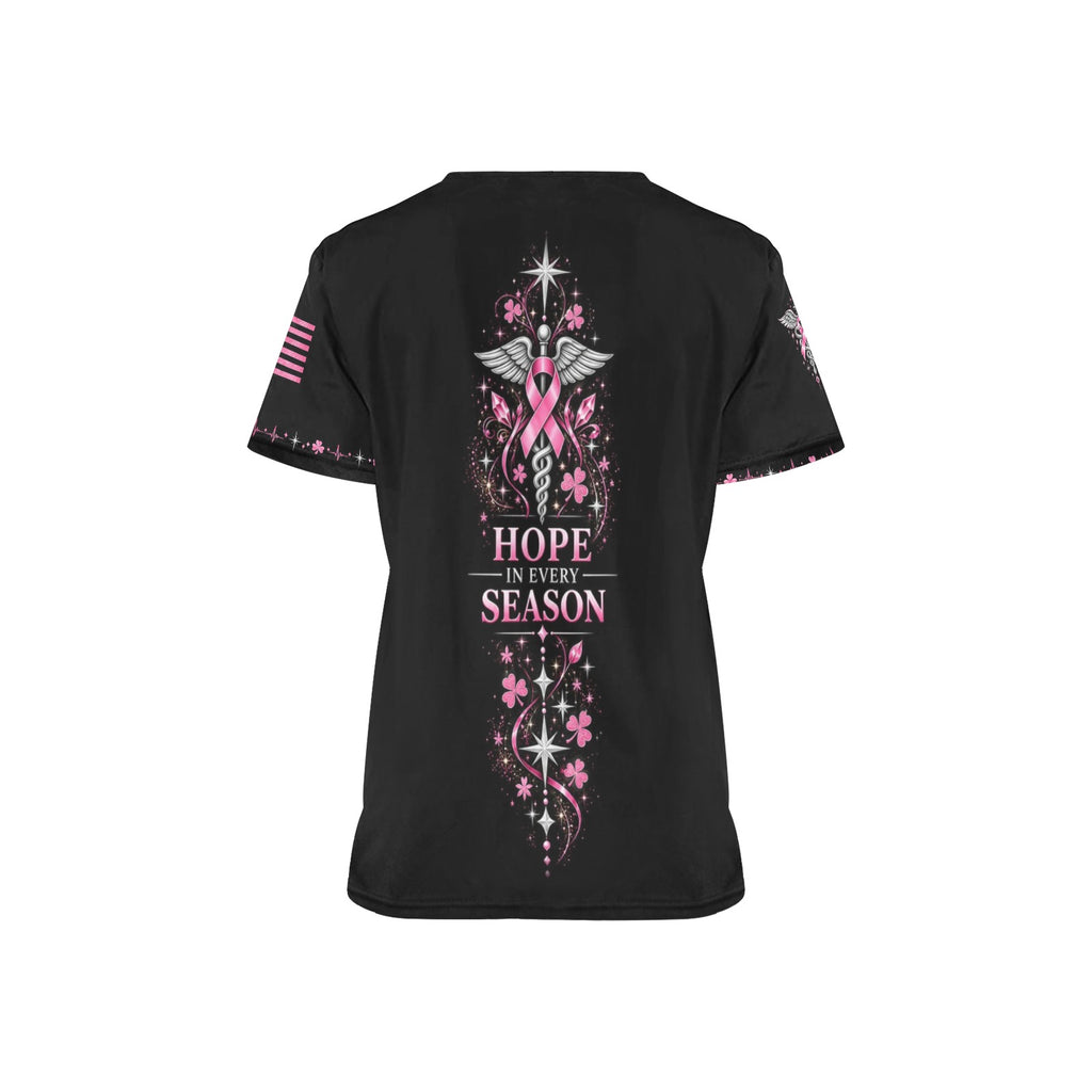 Shamrock Watch — Breast Cancer Awareness St. Patrick's Day All-Over Print Scrub Top