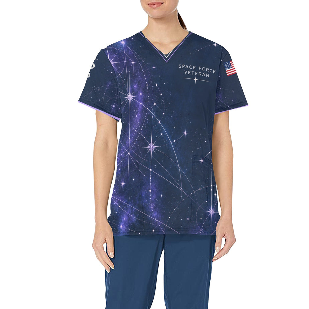 Starlight Resolve — Space Force Veteran All-Over Print Scrub Top