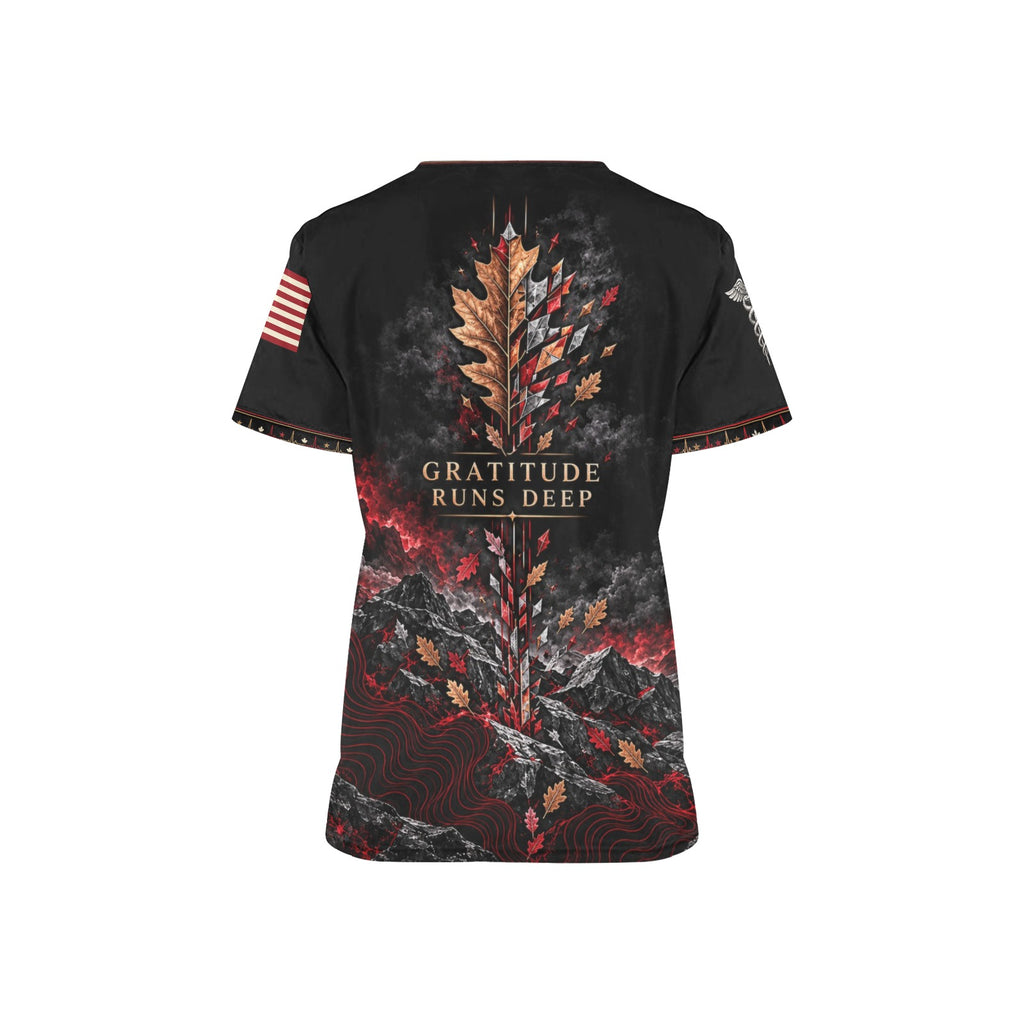 Honor the Harvest — Marine Corps Thanksgiving All-Over Print Scrub Top
