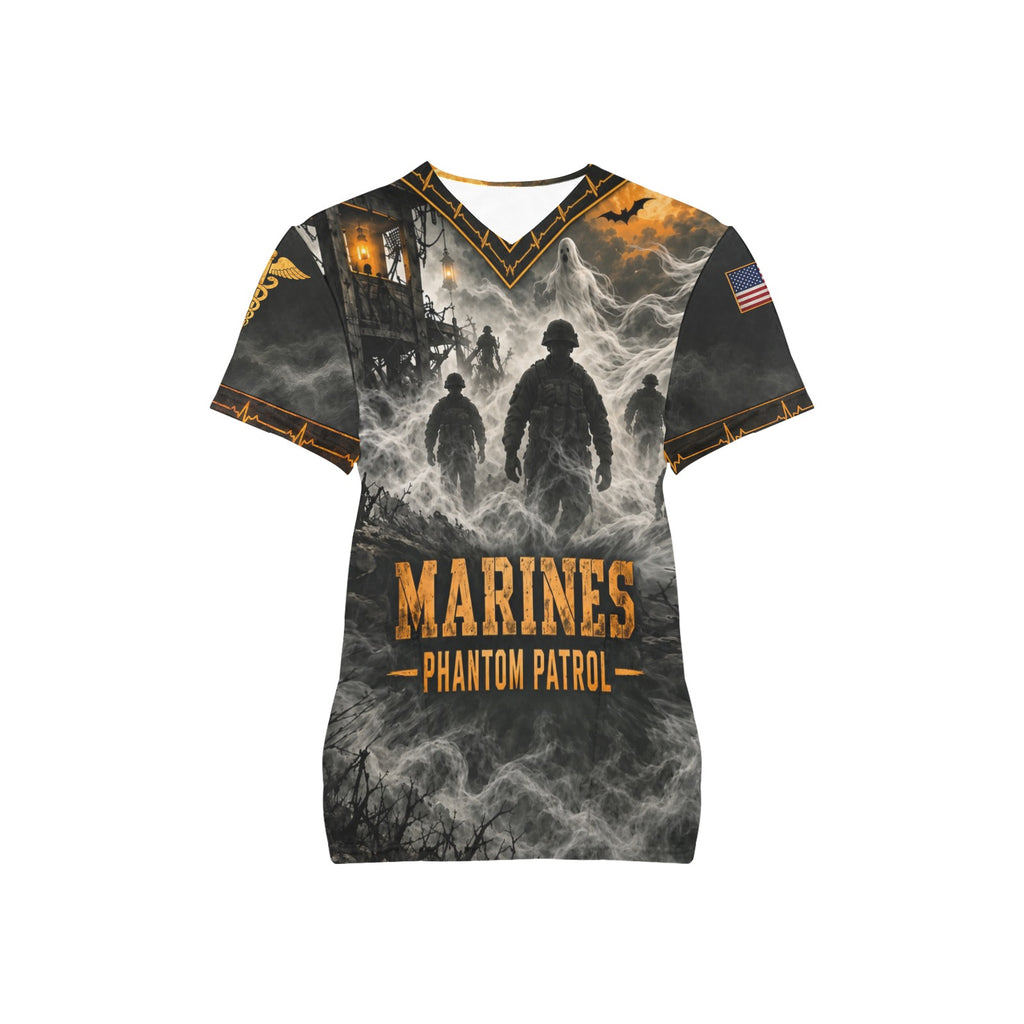 Phantom Patrol — Marine Corps Halloween All-Over Print Scrub Top