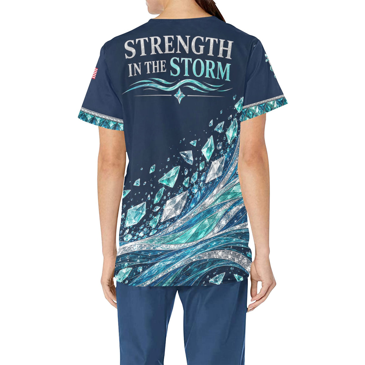 Sea Glass Strength — Coast Guard Veteran All-Over Print Scrub Top