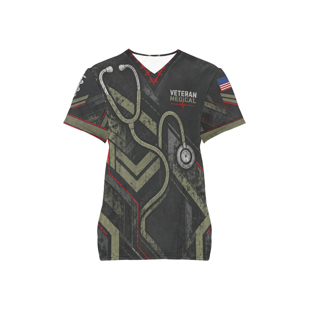 Mission to Care — Veteran Medical All-Over Print Scrub Top