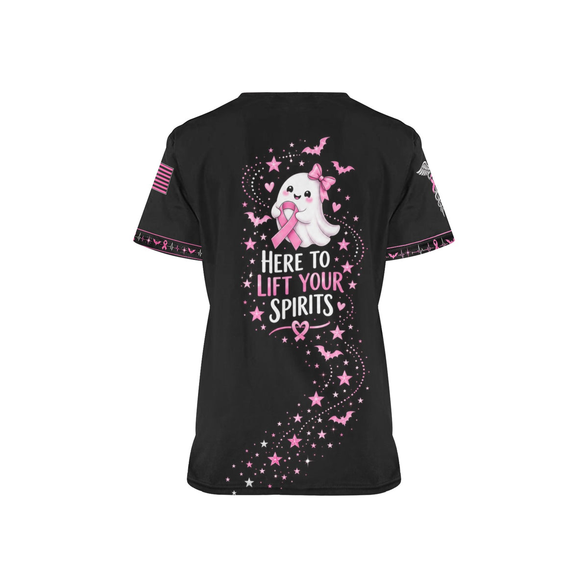 Boo for Hope — Breast Cancer Halloween All-Over Print Scrub Top