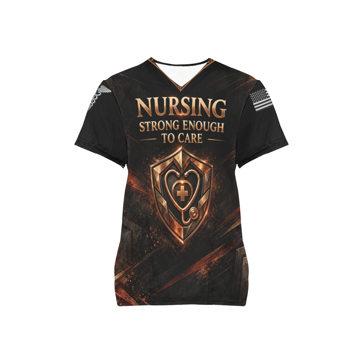Copper Armour — Nursing All-Over Print Scrub Top