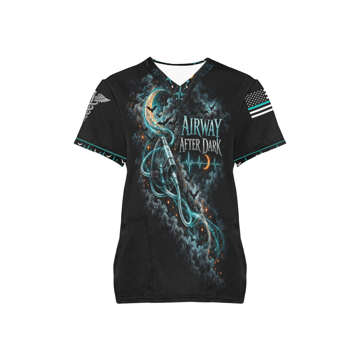 Airway After Dark — Respiratory Halloween All-Over Print Scrub Top