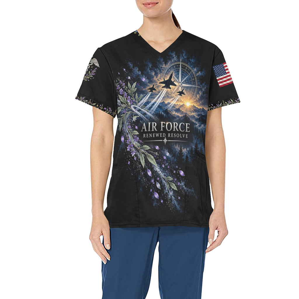 Renewed Resolve — Air Force Easter All-Over Print Scrub Top